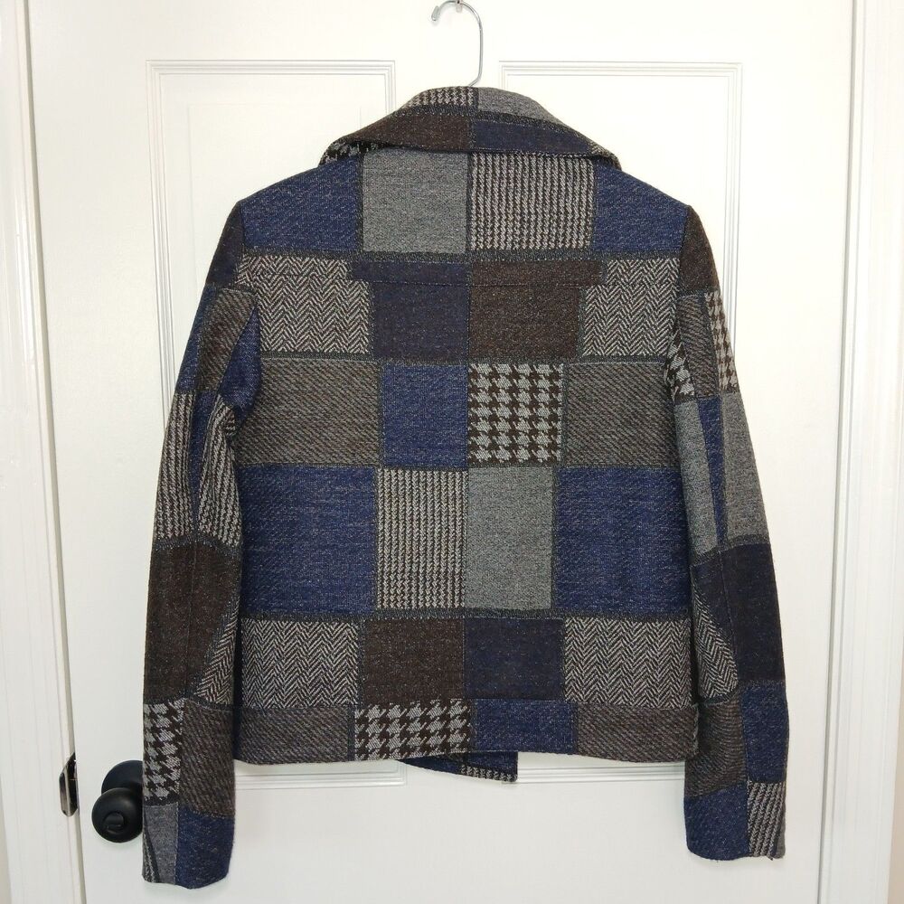 Bcbgmaxazria Patchwork Wool Blend Jacket Coat Mot… - image 3